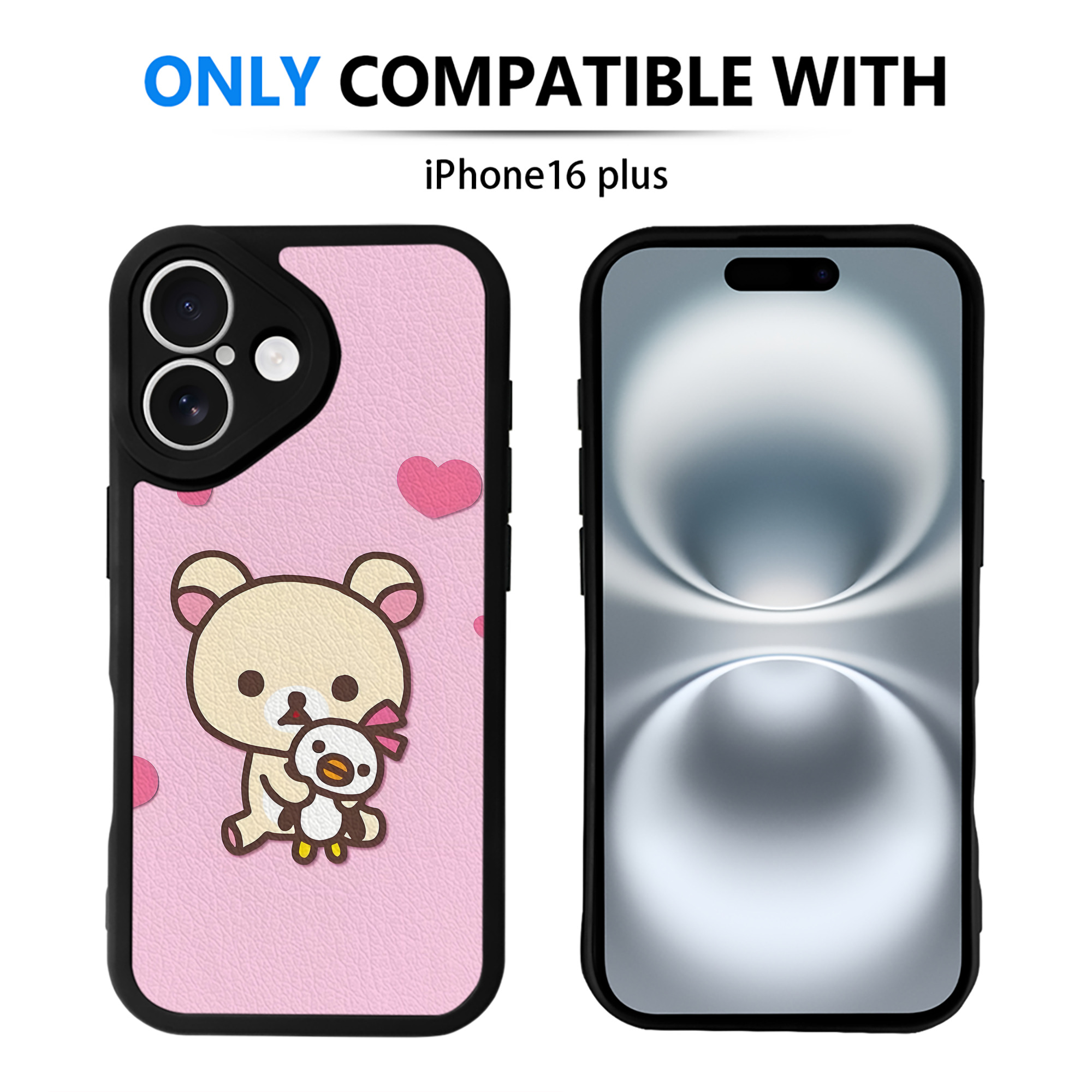 （画像用） リラックマ リラックマ キイロイトリ Rilakkuma Korilakkuma Kiiroitori 【iPhone 16シリーズ対応】シリコンスマホケース（レザー調） 材質：シリコン